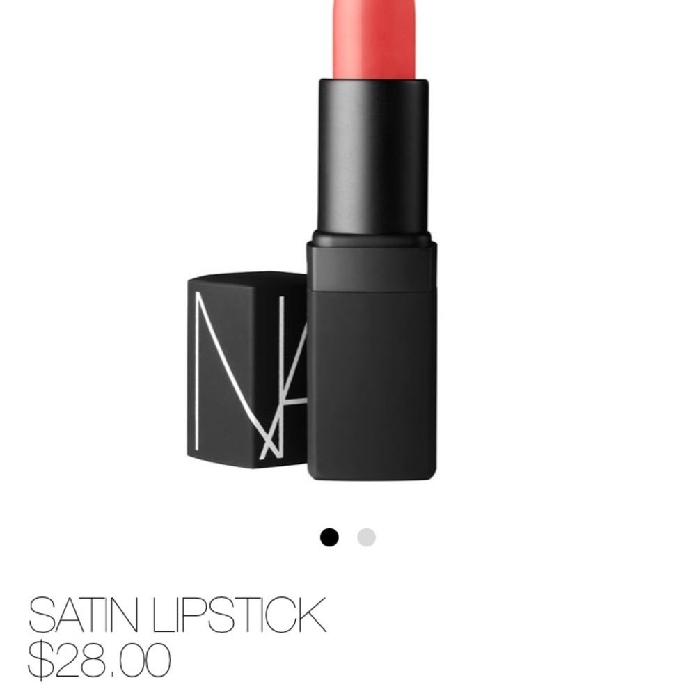 NARS satin lipstick, color Niagara (pink coral)